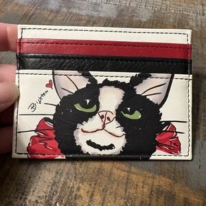 Brighton Card Wallet With Black & White Kitty Cat Kitten Cardholder